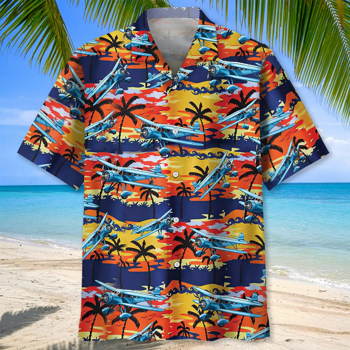 Vintage Airplane Hawaiian Shirt For Beach Days, Summer Outings, And Thoughtful Gift Giving