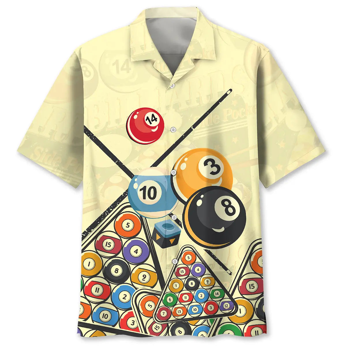 Vintage Billiard Hawaiian Shirt For Tropical Holidays, Outdoor Gatherings, And Everyday Comfort