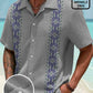 Vintage Bowling Ethnic Pattern Seersucker Hawaiian Shirt For Coastal Travel, Casual Events, And Comfortable Summer Wear