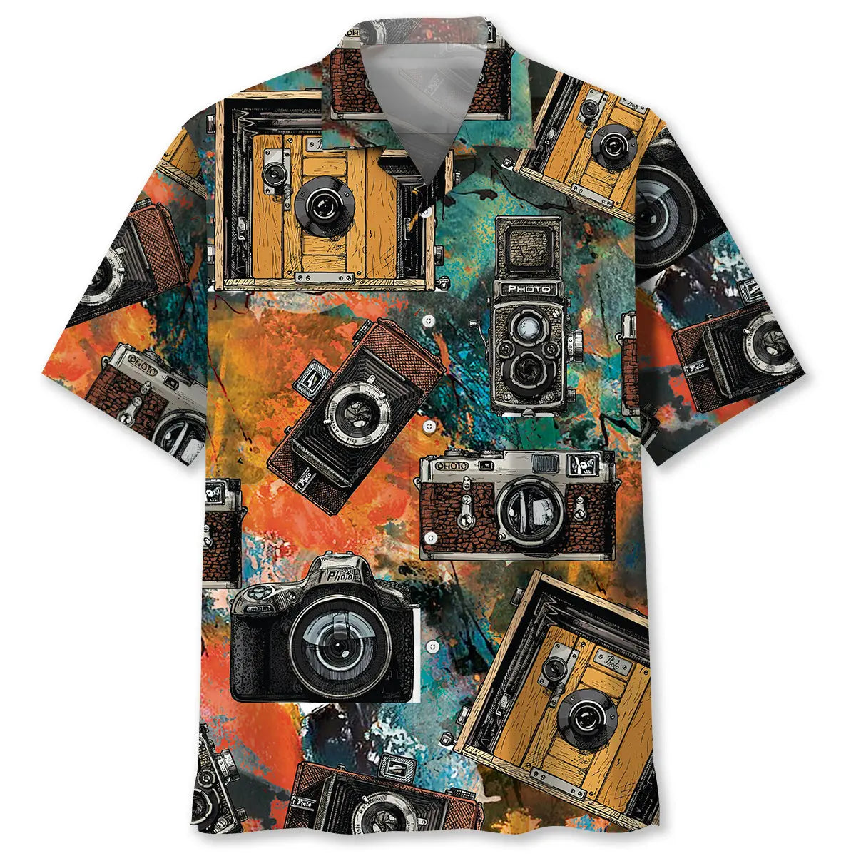 Vintage Camera Hawaiian Shirt For Hobby Lovers, Coastal Trips, And Relaxed Everyday Wear
