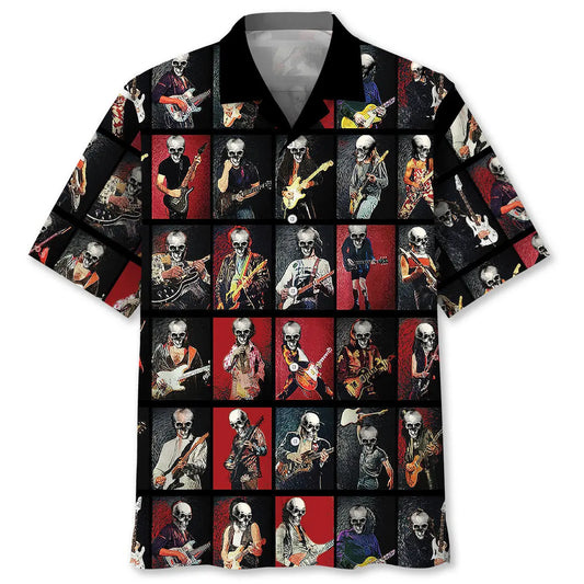 Vintage Classical Guitarist Hawaiian Shirt For Island Vacations, Resort Wear, And Relaxed Seasonal Style