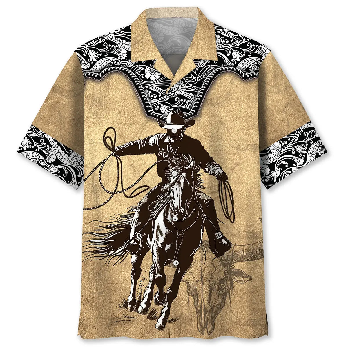 Vintage Cowboy Hawaiian Shirt For Warm Weather Outing, Cruise Journey, And Thoughtful Gifting