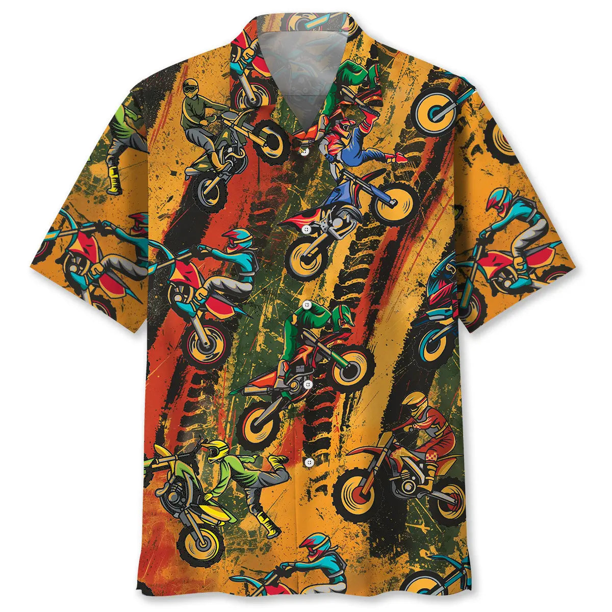 Vintage Dirt Bike Racing Funny Art Hawaiian Shirt For Resort Escape, Poolside Gathering, And Memorable Gifting