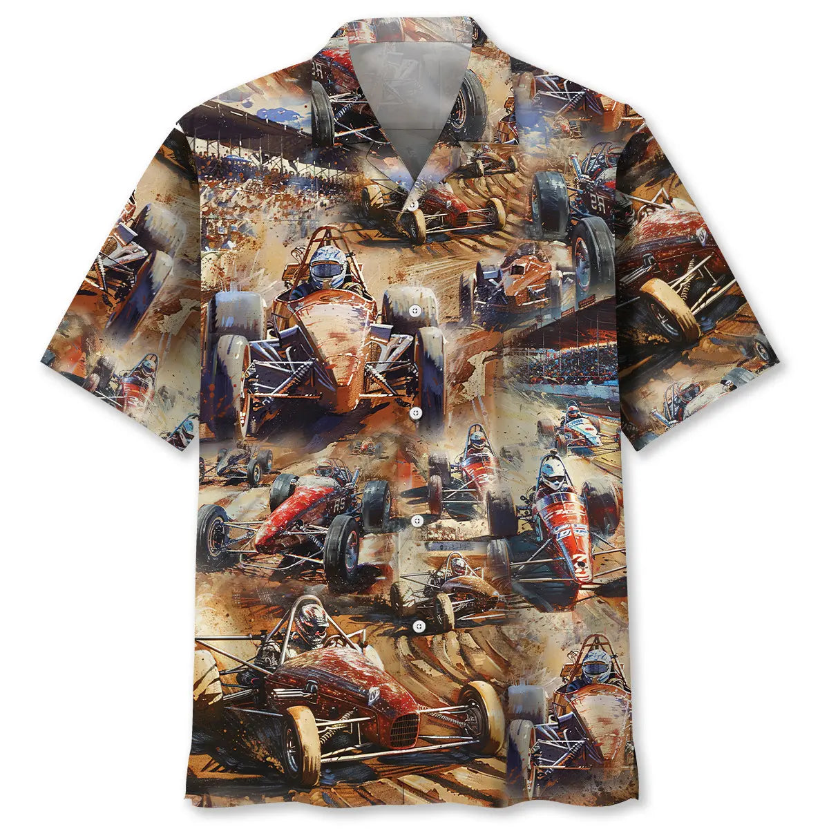 Vintage Dirt Track Racing Sprint Car Hawaiian Shirt For Tropical Holiday And Memorable Gifting