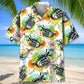 Vintage Dragonfly Trumpet Hawaiian Shirt For Island Vacations, Resort Wear, And Relaxed Seasonal Style