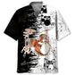 Vintage Drum Black White Hawaiian Shirt For Island Vacations, Resort Wear, And Relaxed Seasonal Style