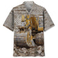 Vintage Excavator Hawaiian Shirt For Coastal Festival And Casual Outdoor Style