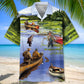 Vintage Fishing Art Hawaiian Shirt