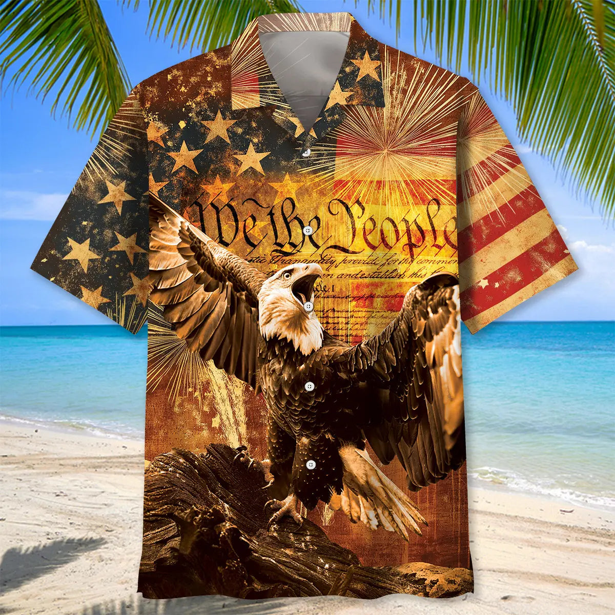 Patriotic Vintage Faith Hawaiian Shirt For Tropical Holidays, Outdoor Gatherings, And Everyday Comfort