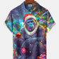 Vintage Funny Gorilla Christmas Lights Holiday Hawaiian Shirt For Summer Vacation, Beach Travel, And Casual Wear
