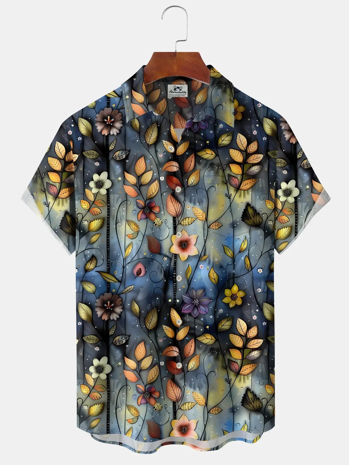 Vintage Watercolor Floral Gradient Oil Vine Vacation Hawaiian Shirt For Summer Vacation, Beach Travel, And Casual Wear