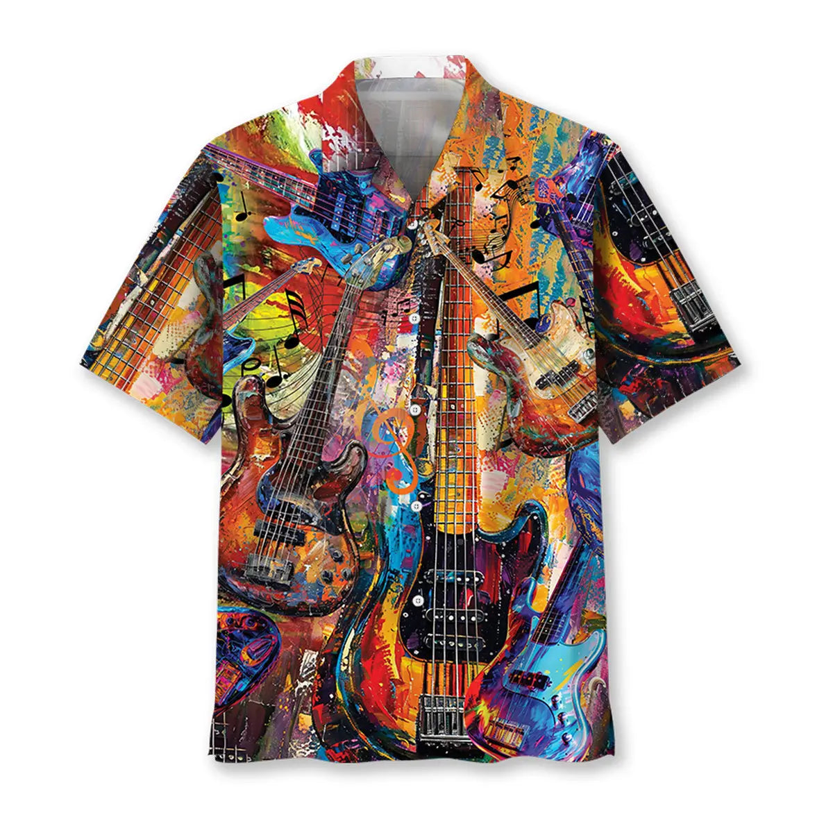 Vintage Guitar Artist Hawaiian Shirt For Festival Travel, Beach Gatherings, And Relaxed Summer Style