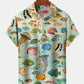 Vintage Tropical Sea Fish Gradient Vacation Hawaiian Shirt For Summer Vacation, Beach Travel, And Casual Wear