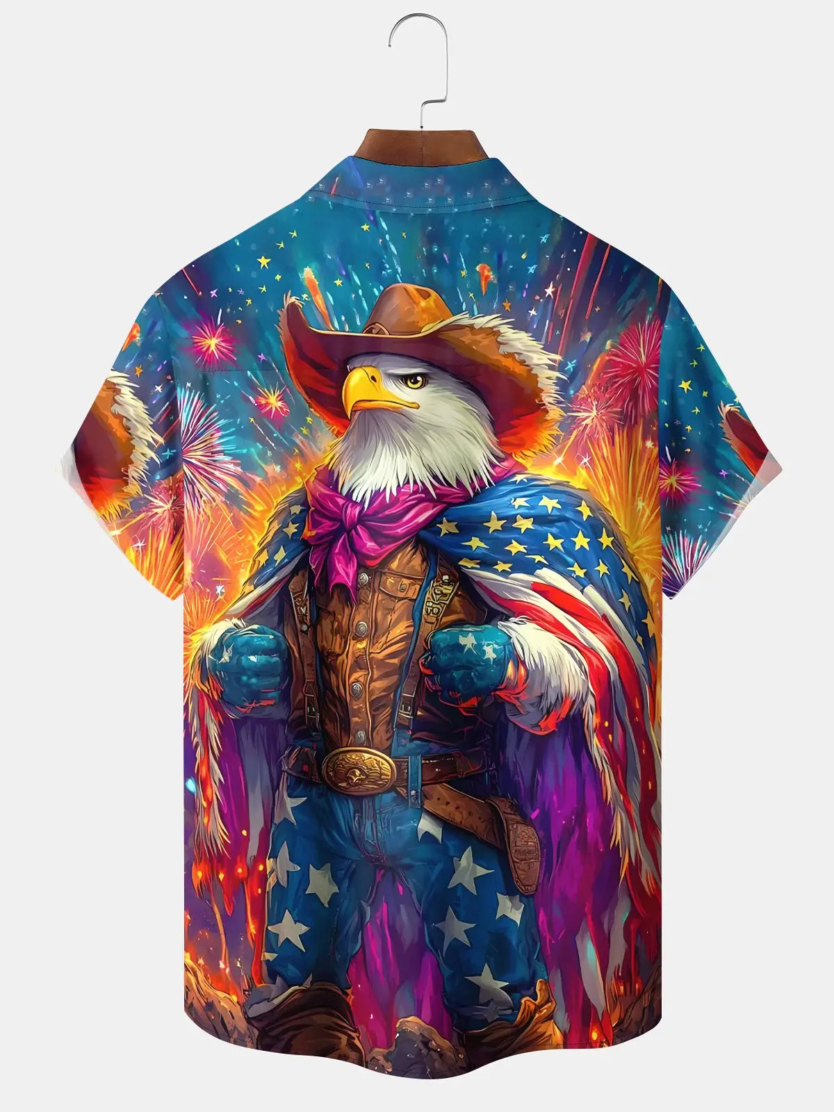 American Vintage Holiday Flag Eagle Independence Hawaiian Shirt For Summer Vacation, Beach Travel, And Casual Wear