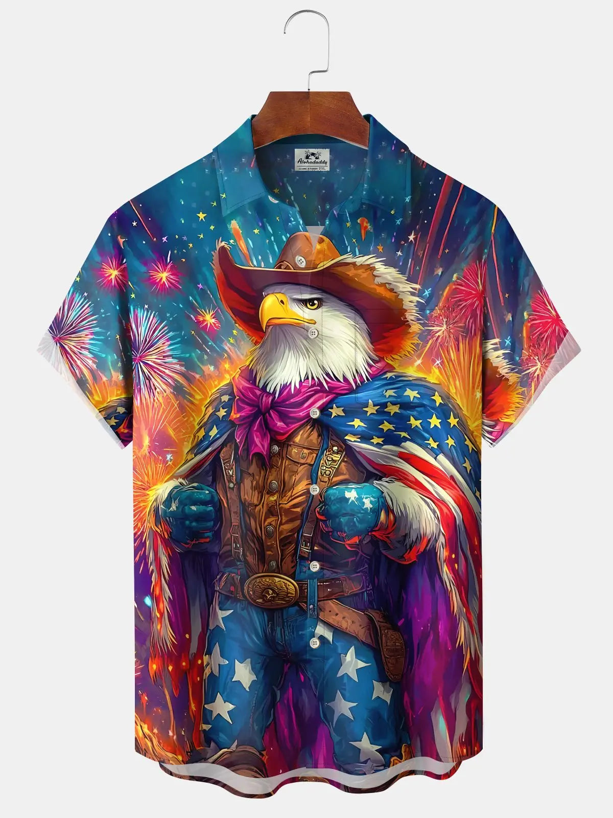 American Vintage Holiday Flag Eagle Independence Hawaiian Shirt For Summer Vacation, Beach Travel, And Casual Wear