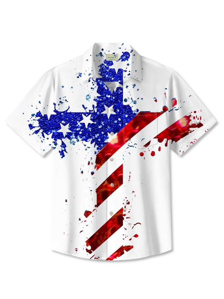 American Vintage Holiday Flag Independence Shirts Hawaiian Shirt For Summer Vacation, Beach Travel, And Casual Wear