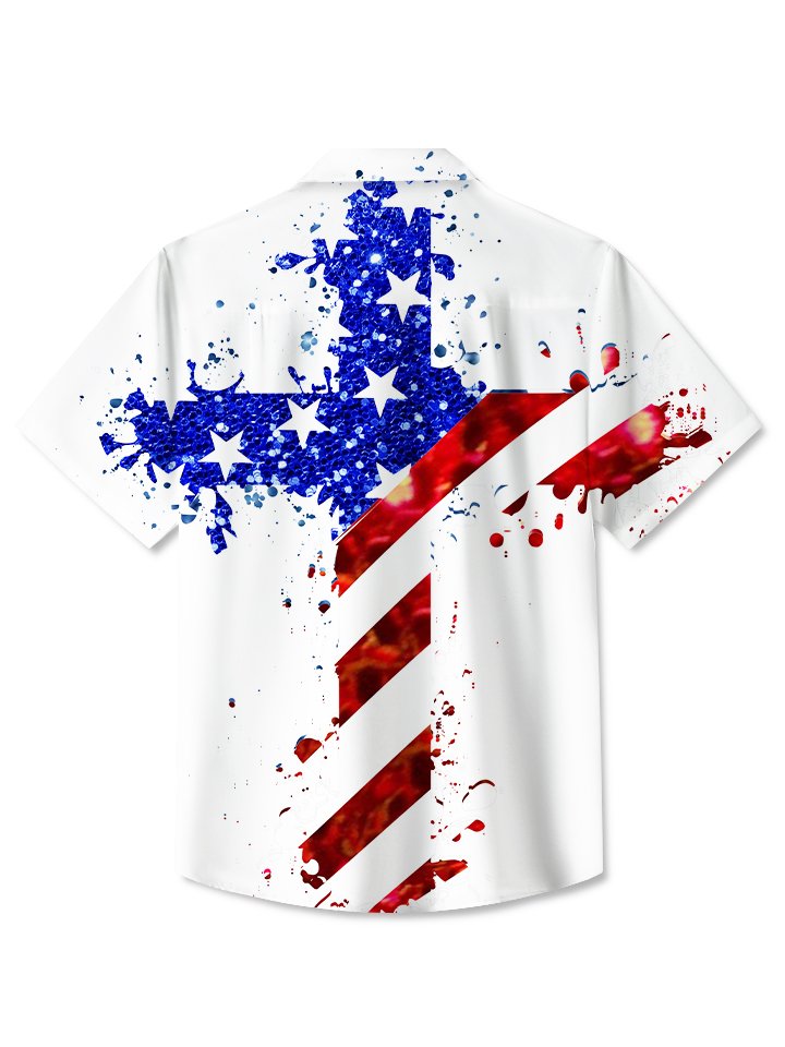 American Vintage Holiday Flag Independence Shirts Hawaiian Shirt For Summer Vacation, Beach Travel, And Casual Wear