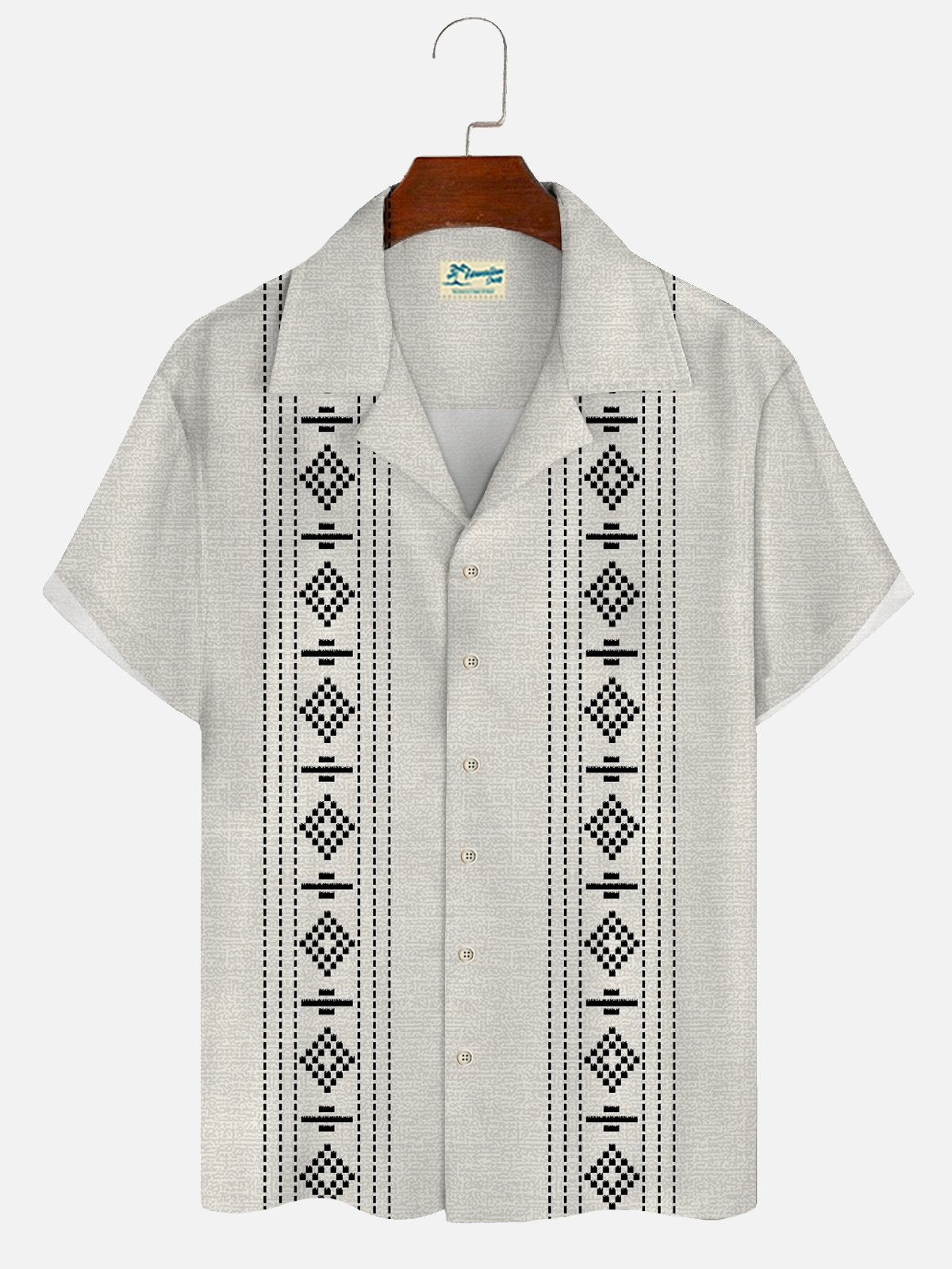 Vintage Creative Holiday Beach Guayabera Ethnic Hawaiian Shirt For Summer Vacation, Beach Travel, And Casual Wear