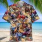 Vintage Horse Harness Racing Hawaiian Shirt For Coastal Travel, Casual Events, And Comfortable Summer Wear