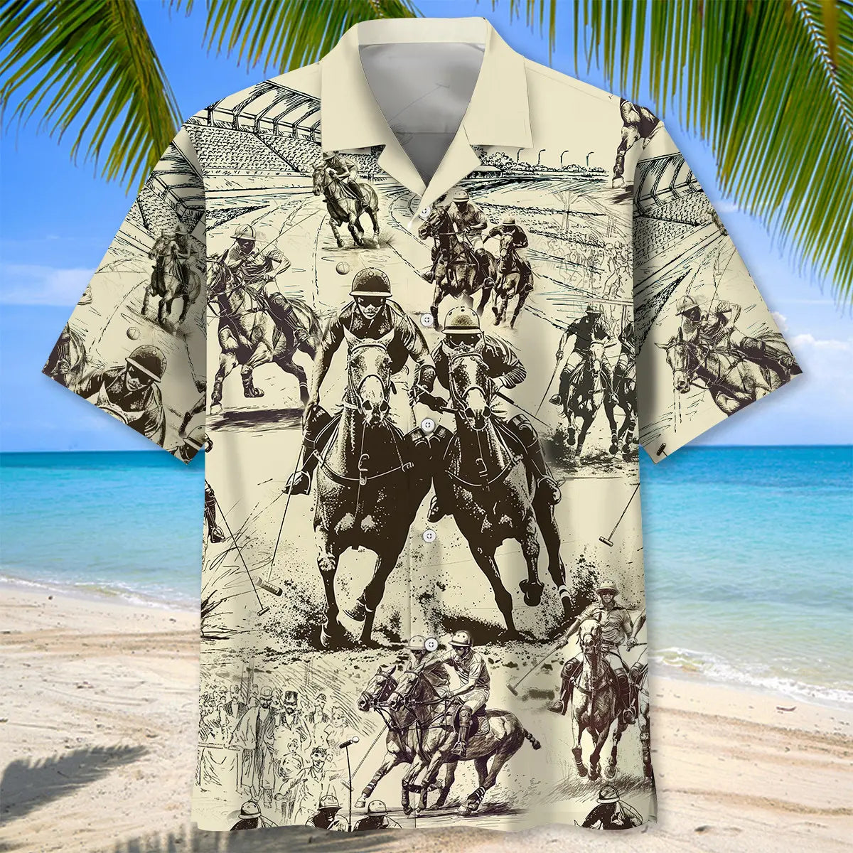 Vintage Horse Polo Sport Hawaiian Shirt For Nature Fans, Resort Trips, And Comfortable Warm Weather Wear