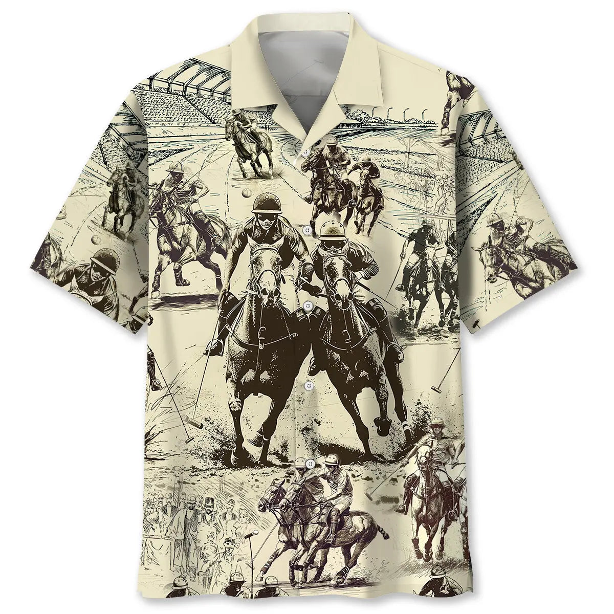 Vintage Horse Polo Sport Hawaiian Shirt For Nature Fans, Resort Trips, And Comfortable Warm Weather Wear
