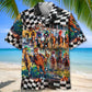 Vintage Horse Racing Checkered Hawaiian Shirt