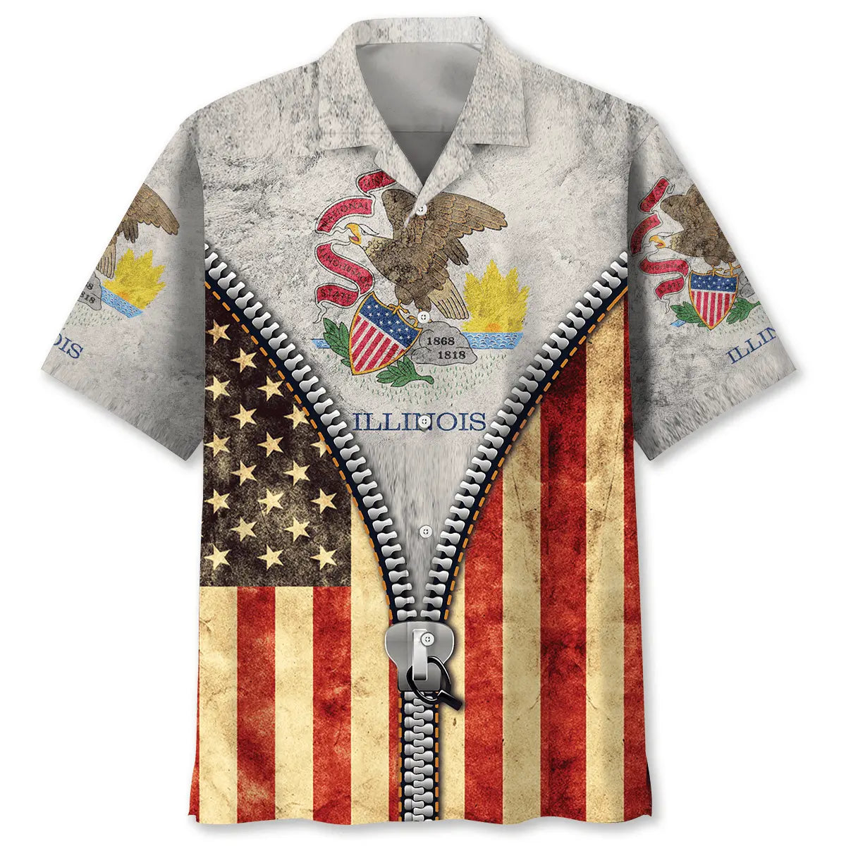 Hawaiian Shirt / Adults / S Vintage Illinois State Hawaiian Shirt