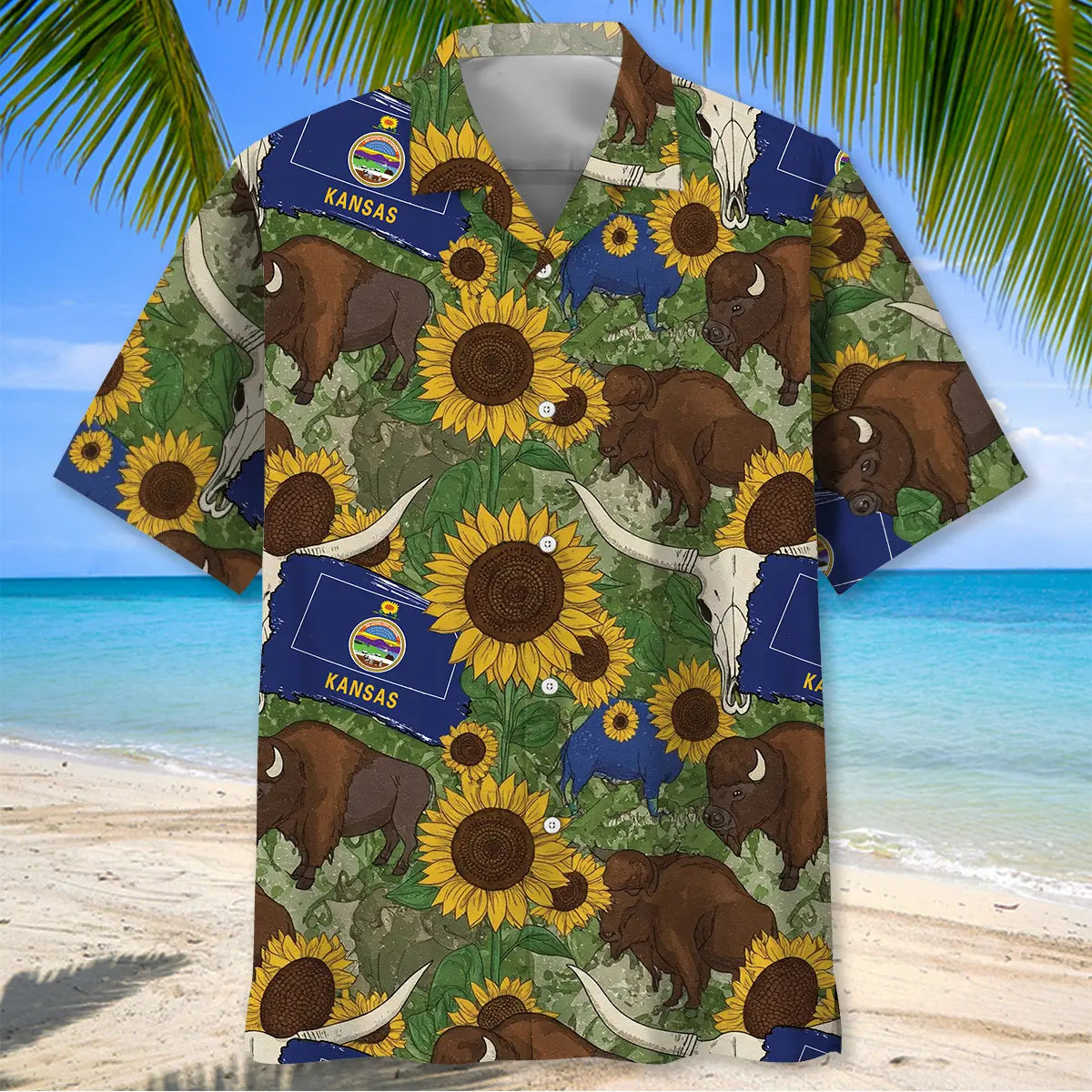 Vintage Kansas State Doodle Art Hawaiian Shirt