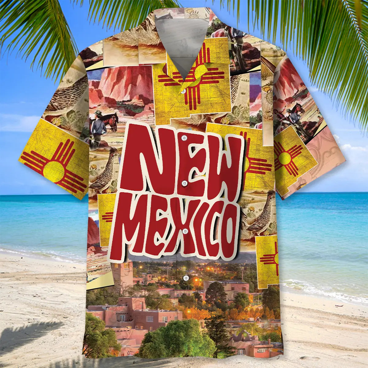 Vintage New Mexico Hawaiian Shirt For Resort Escape, Tropical Holiday, And Everyday Comfort