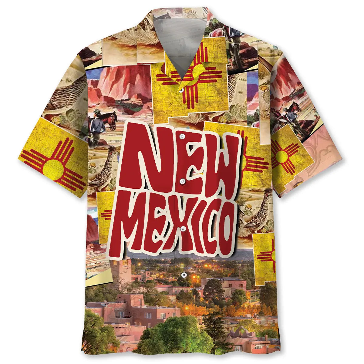Vintage New Mexico Hawaiian Shirt For Weekend Escape, Outdoor Event, And Summer Party Style