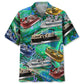 Vintage Pontoon Boat Hawaiian Shirt For Poolside Gathering, Summer Vacation, And Island Inspired Style