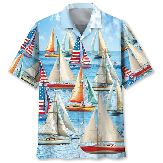 Vintage Sailboat Hawaiian Shirt For Beach Days, Summer Outings, And Thoughtful Gift Giving