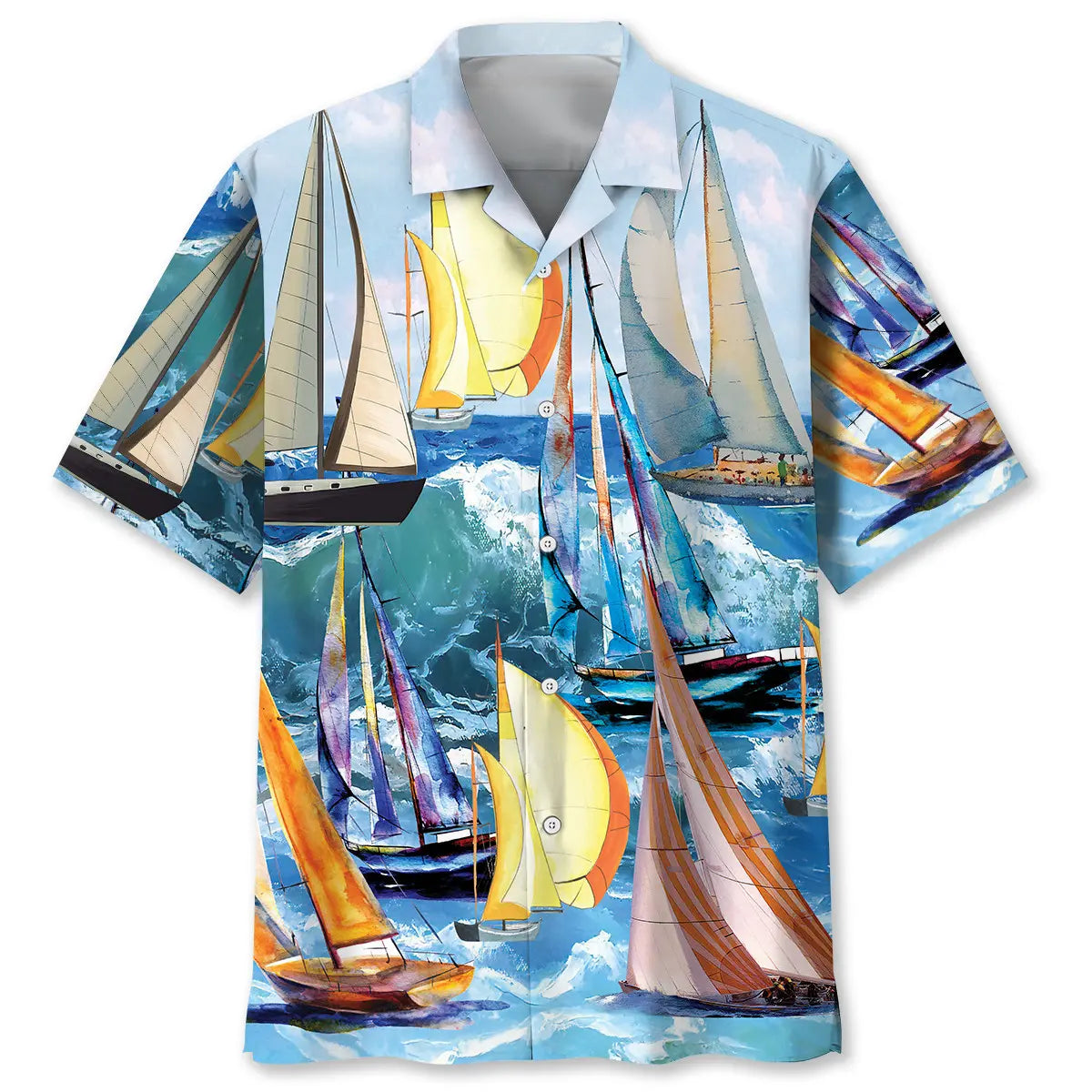 Vintage Sailboat Hawaiian Shirt For Tropical Holidays, Outdoor Gatherings, And Everyday Comfort