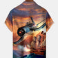 Vintage Sailing Ship Fighter Hawaiian Shirt For Active Holidays, Resort Trips, And Warm Weather Gatherings