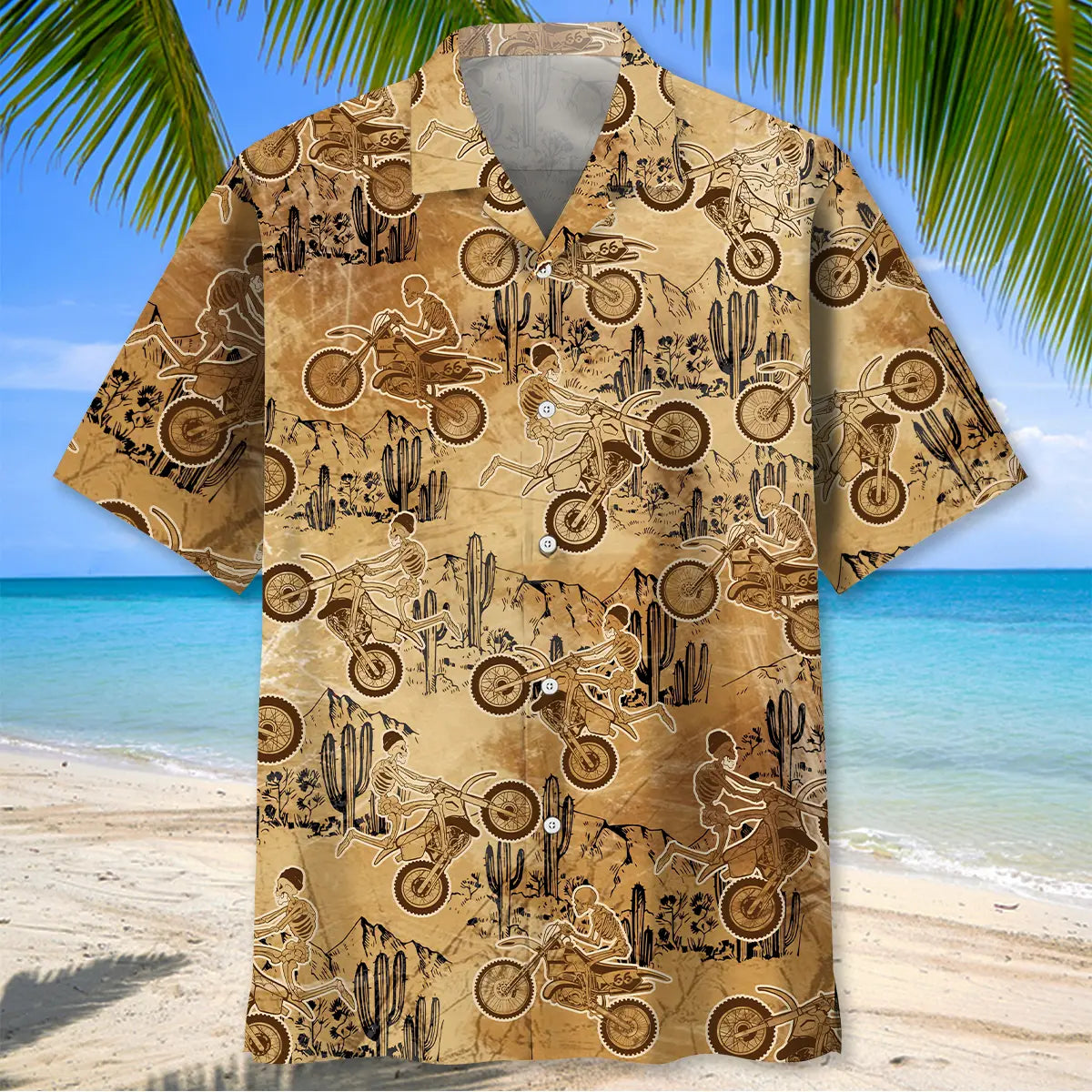 Vintage Skull Motocross Hawaiian Shirt For Beach Days, Summer Outings, And Thoughtful Gift Giving