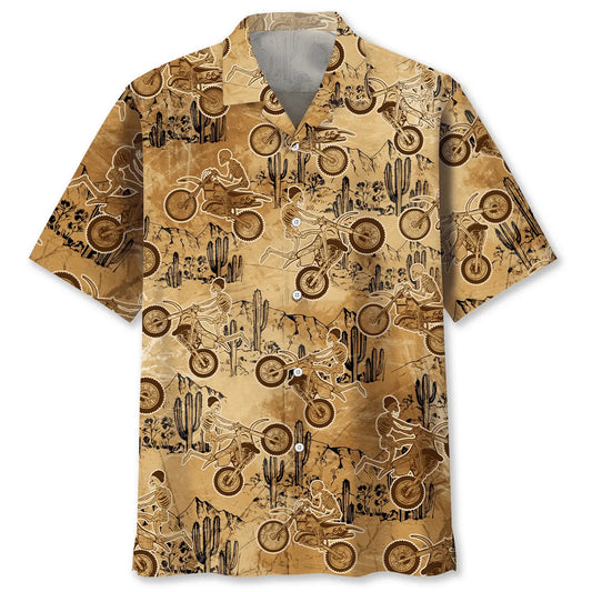 Vintage Skull Motocross Hawaiian Shirt For Beach Days, Summer Outings, And Thoughtful Gift Giving