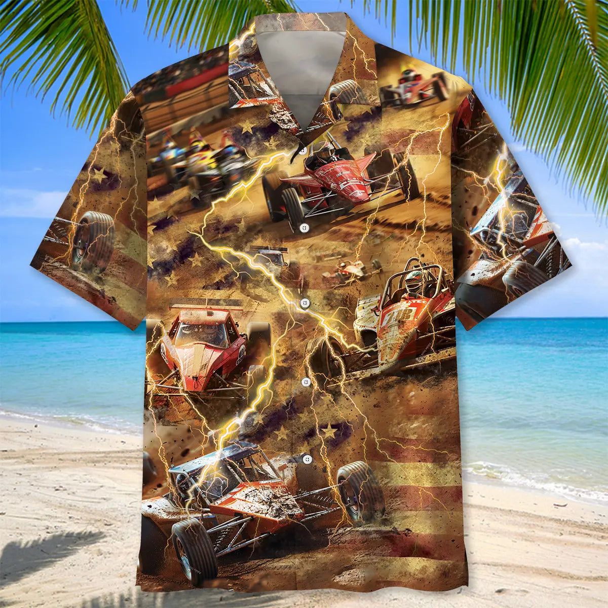 Vintage Sprint Car Racing Hawaiian Shirt For Poolside Gathering And Coastal Style