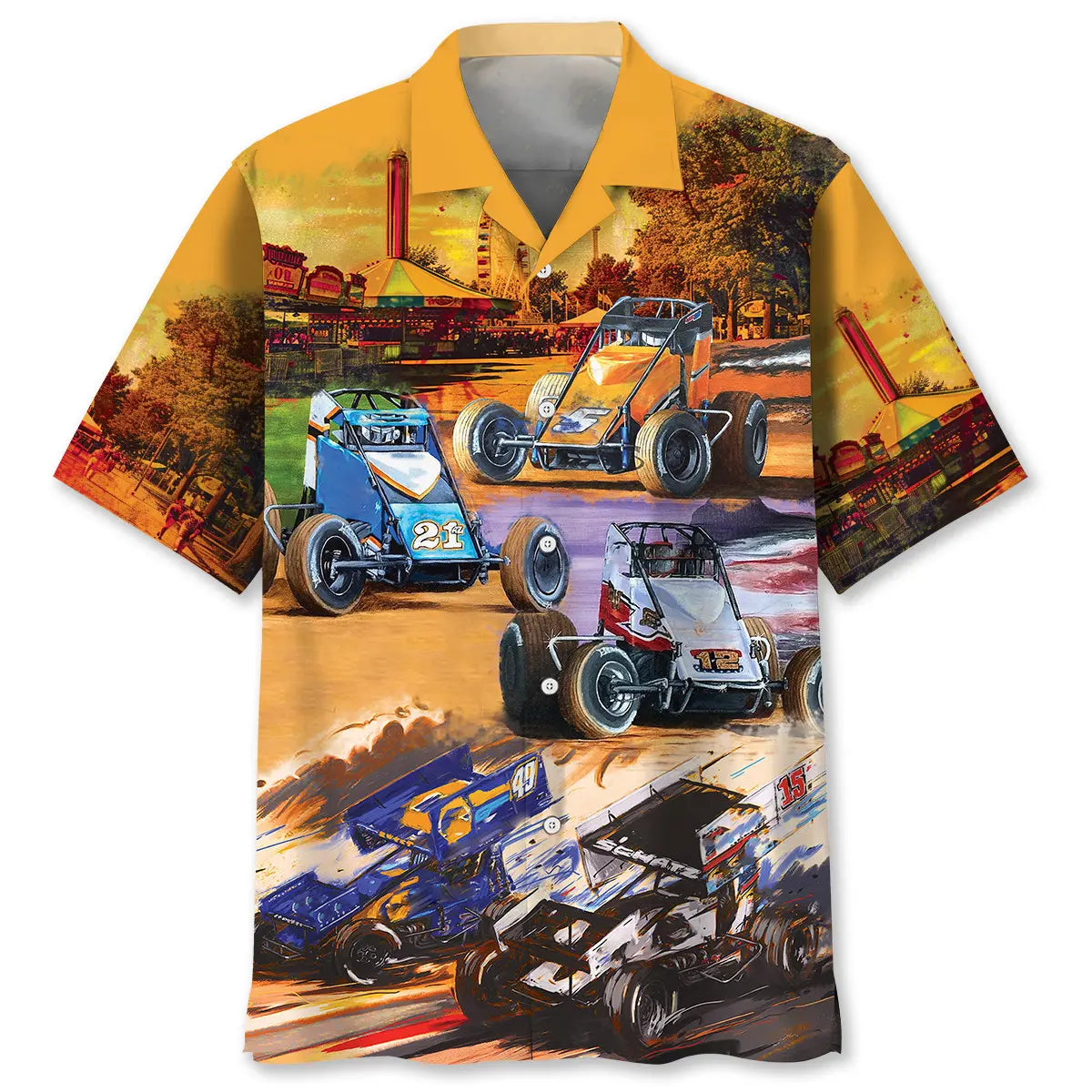 Vintage Sprint Car Racing Hawaiian Shirt For Outdoor Event And Vacation Outfit
