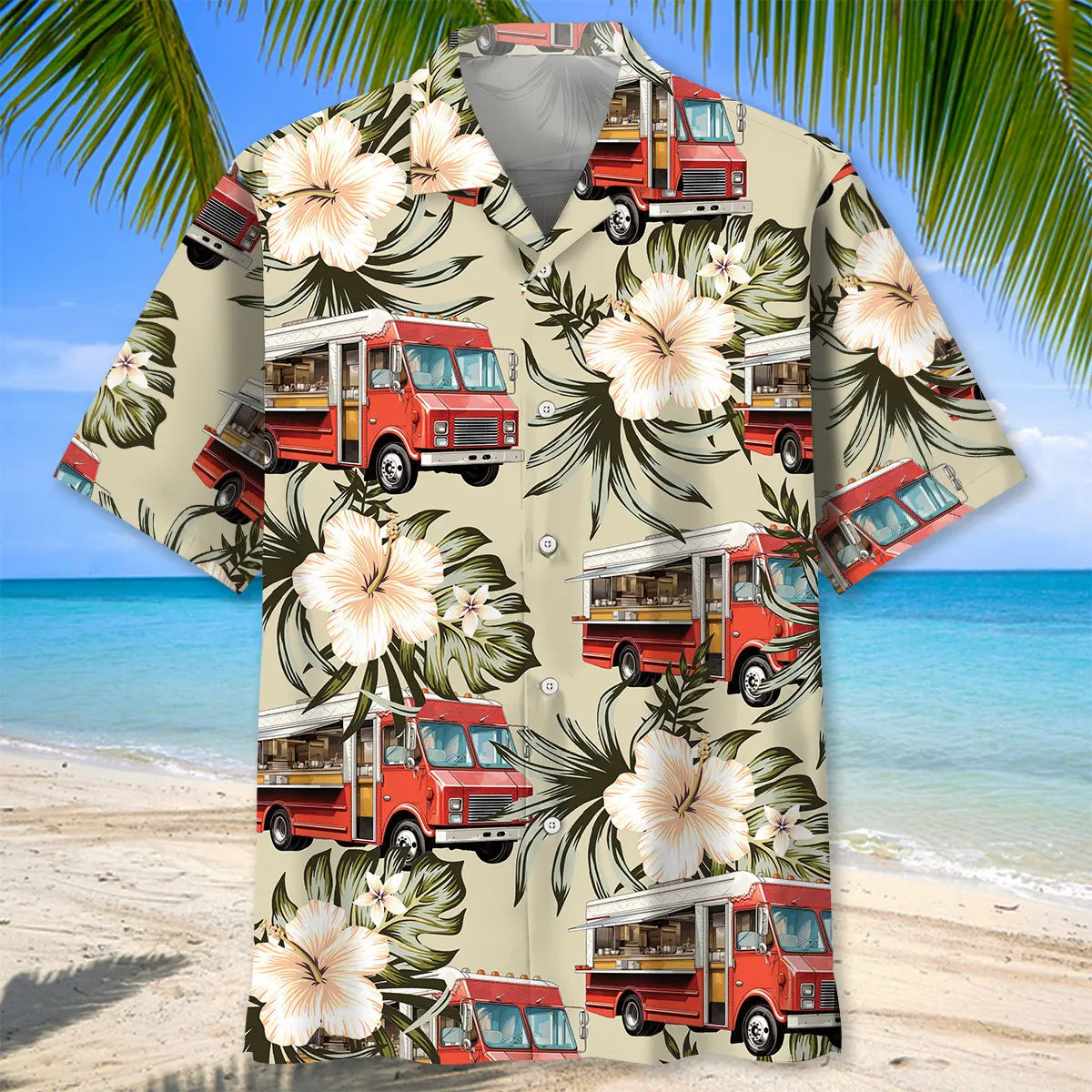 Vintage Street Red Food Truck Hawaiian Shirt For Weekend Escape And Comfortable Travel Wear