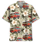 Vintage Street Red Food Truck Hawaiian Shirt For Seasonal Celebration, Summer Vacation, And Warm Weather Fashion