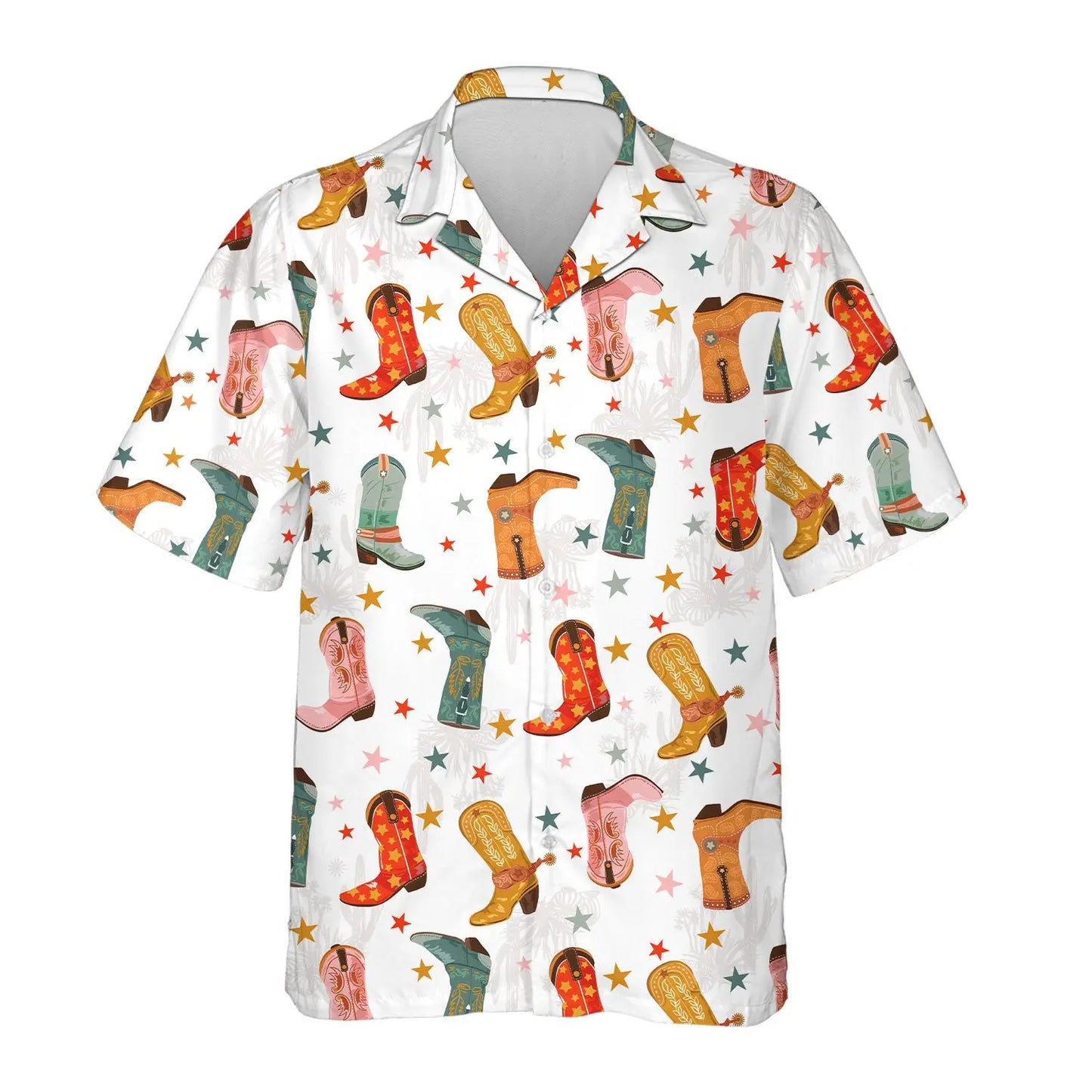 Western Classic Island Cowgirl Boots Rodeo Horse Hawaiian Shirt For Summer Vacation, Beach Travel, And Casual Wear