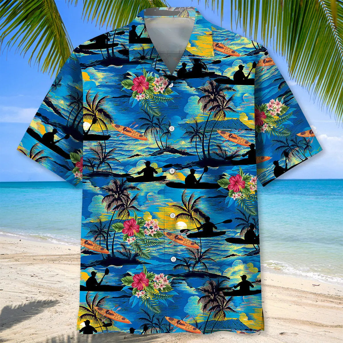 Vintage Tropical Kayaking Hawaiian Shirt For Beach Days, Weekend Events, And Thoughtful Gift Giving