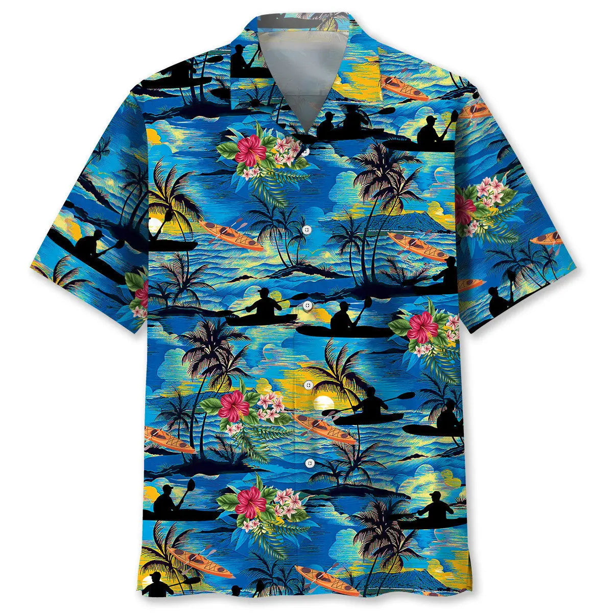 Vintage Tropical Kayaking Hawaiian Shirt For Beach Days, Weekend Events, And Thoughtful Gift Giving