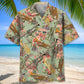 Vintage Trumpet Hawaiian Shirt For Summer Vacation, Beach Travel, And Casual Wear