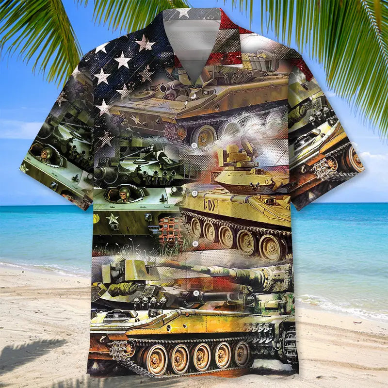 American Vintage Military Vehicles Hawaiian Shirt For Heritage Inspired Events, Beach Travel, And Thoughtful Gifting