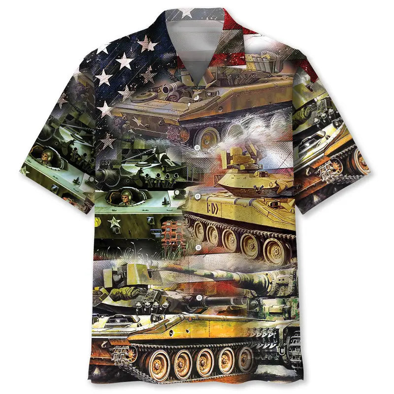 American Vintage Military Vehicles Hawaiian Shirt For Heritage Inspired Events, Beach Travel, And Thoughtful Gifting