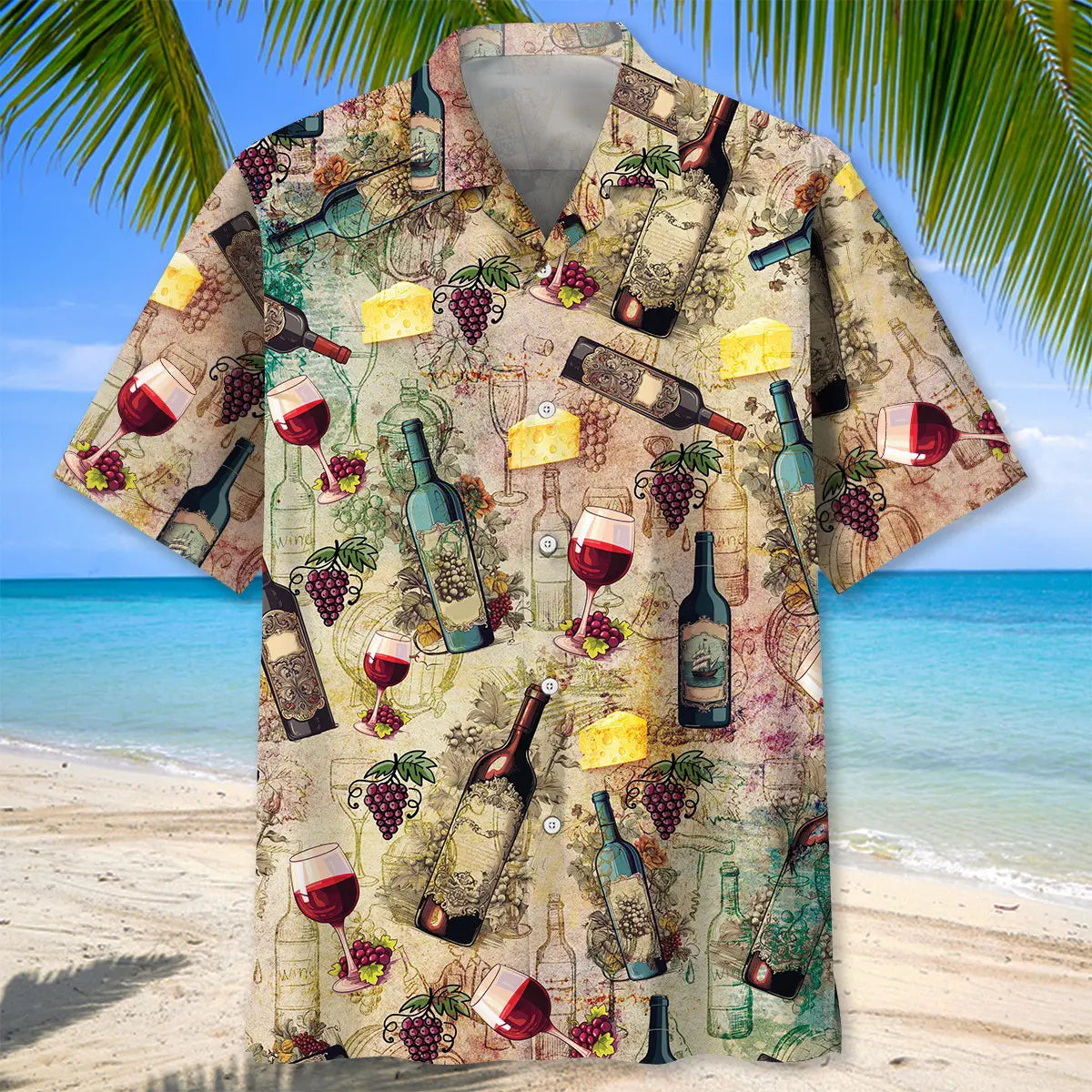 Vintage Wine Hawaiian Shirt For Tropical Holidays, Outdoor Gatherings, And Everyday Comfort