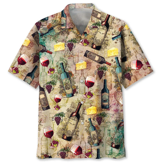 Vintage Wine Hawaiian Shirt For Tropical Holidays, Outdoor Gatherings, And Everyday Comfort