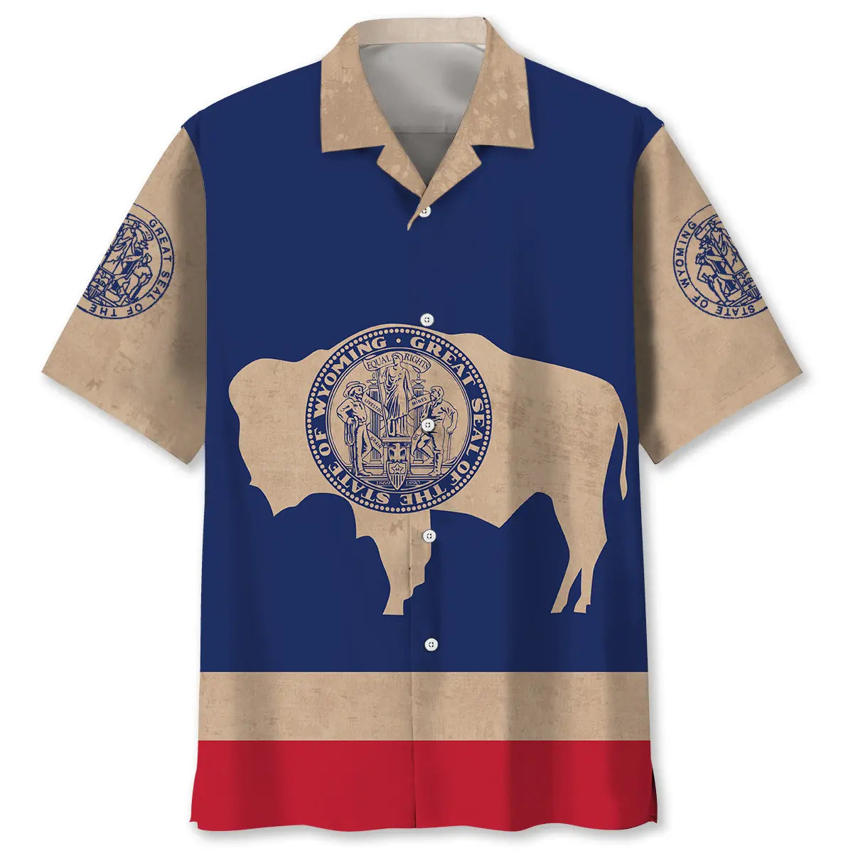 Vintage Wyoming The Equality State Hawaiian Shirt For Tropical Holiday, Beach Travel, And Relaxed Resort Style
