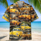 Vintage Yellow Taxi Hawaiian Shirt For Beach Travel, Vacation Cruise, And Seasonal Wardrobe